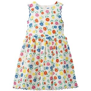 Mini Boden Floral Colorful Pattern Scalloped Hem Dress Size 2-3 Years